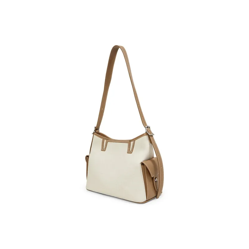 Teenmix Cow Leather With Synthetic Leather Shoulder Bag Women's Ecru & Black/Ecru & Light Green/Ecru & Khaki-16