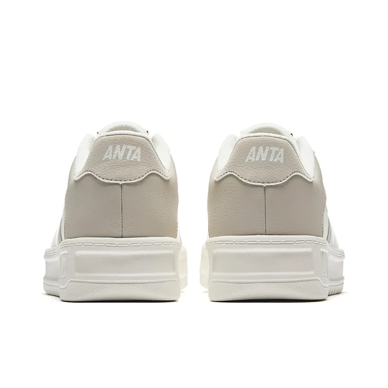 Anta Cushioning Height Increasing Lightweight Low Top Skateboard Shoes Men's White Gray-3
