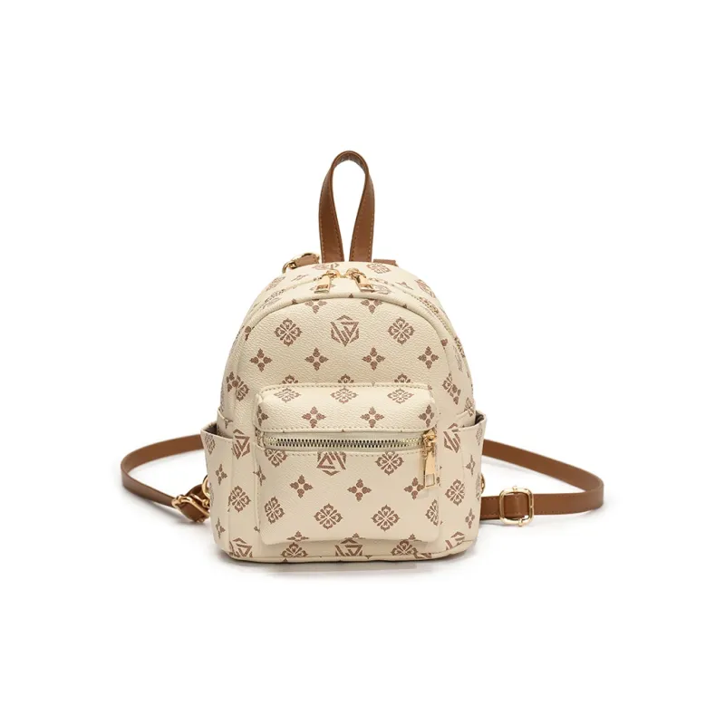 Yalu PU Backpack Women's White/Khaki/Coffee-14