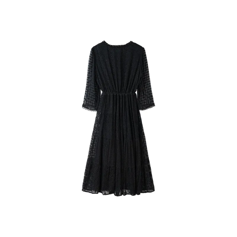 To The West Long Sleeved Dresses Women's Black-1