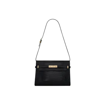 SAINT LAURENT MANHATTAN Calfskin Shoulder Bag Crossbody Bag Medium Size Women's Black
