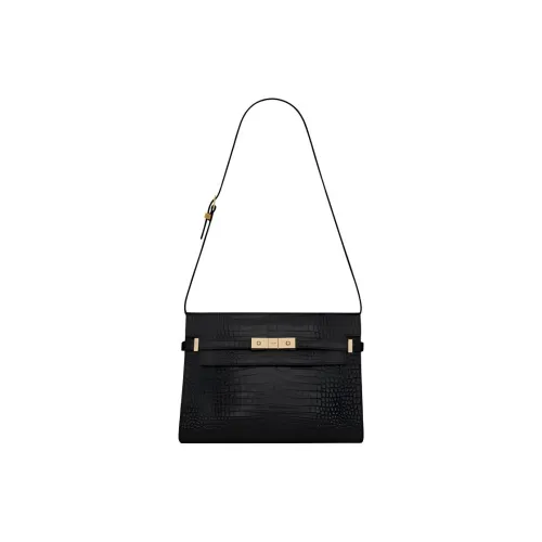 SAINT LAURENT MANHATTAN Calfskin Shoulder Bag Crossbody Bag Medium Size Women's Black