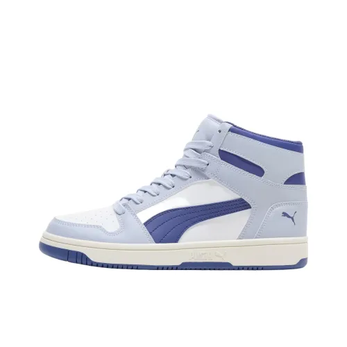PUMA Rebound Layup Mid Top Training Shoes Women's White Blue