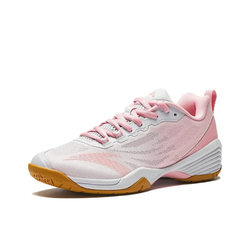 Anta Rebound Slip Resistant Low Top Badminton Shoes Women's Pink White-1