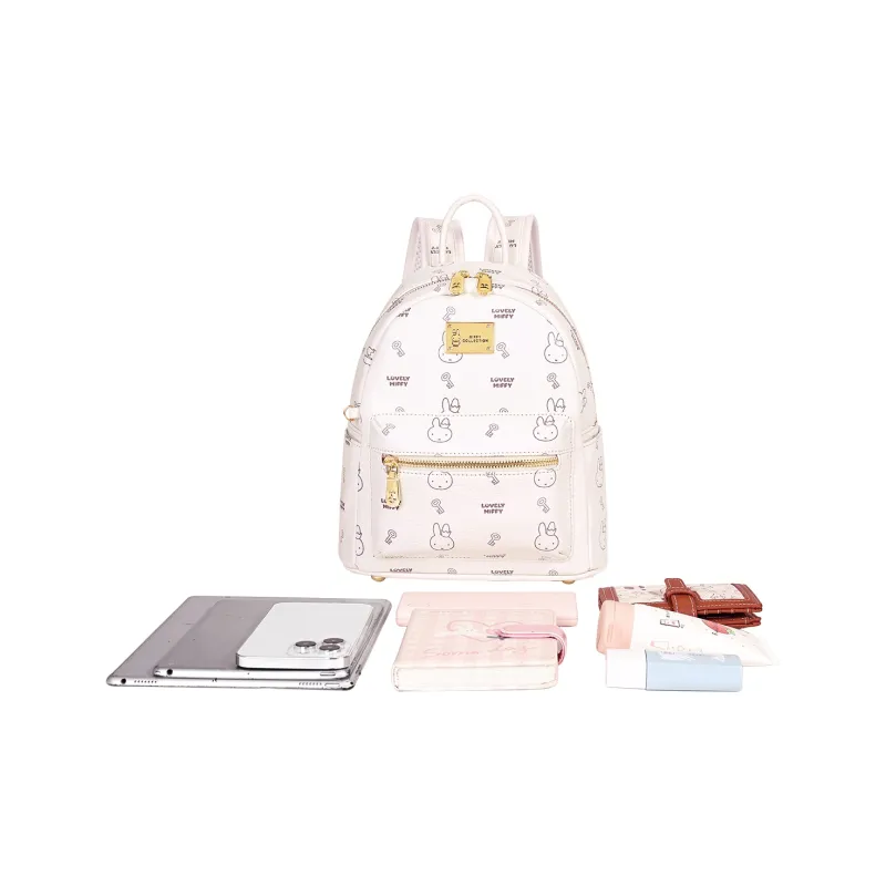 Miffy Synthetic Leather Backpack Women's Ecru/Pink/Brown-5