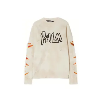 PALM ANGELS Garment Dye Palm Graffiti Flames Sweatshirt
