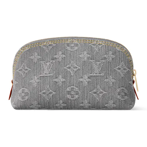 LOUIS VUITTON Monogram Denim Cotton Fabric Makeup Bag Women's Dark Gray-2