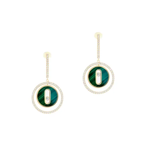 MESSIKA 18K Gold Diamond Peacock Stone Earrings Women's Green