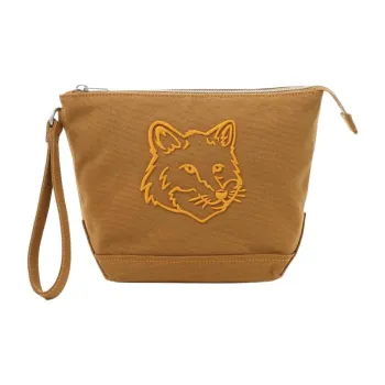 Maison Kitsune Cotton Canvas Canvas Bag Clutches Regular Women's Brown