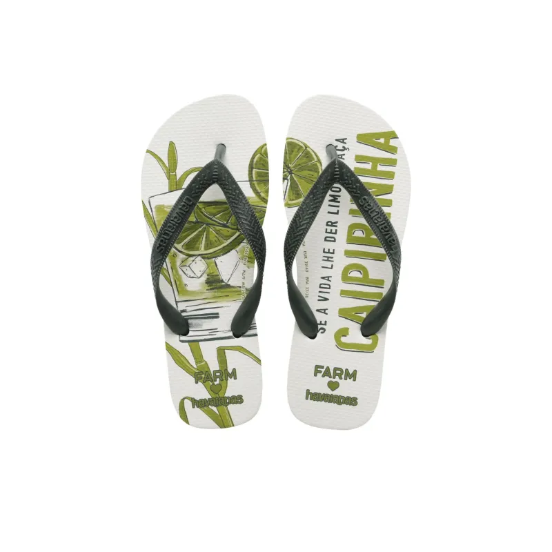 FARM RIO x Havaianas Rubber Sole Abrasion Resistant Flip Flops Women's Olive Green-2
