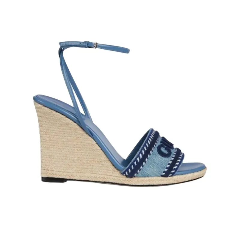 GUCCI 2025 Early Spring Collection One Strap Sandals Women's Blue-1