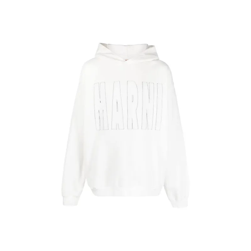 MARNI Logo Detailed Long Sleeved Hoodie-0