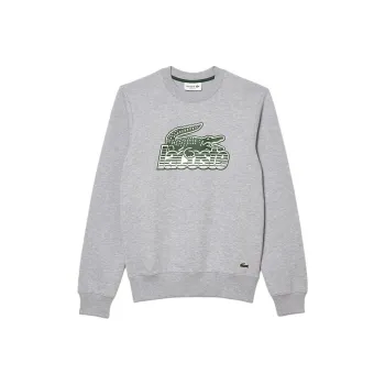 LACOSTE Round Neck Unbrushed Fleece Sweatshirt Men's Silver Ceramic