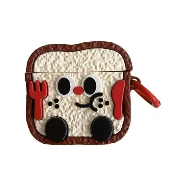Beams Compatibility Airpods4/3/Pro/Pro2 TPU Ins Cartoon Toast Puffy Character Bluetooth Earphone Case Headphone Cases-0