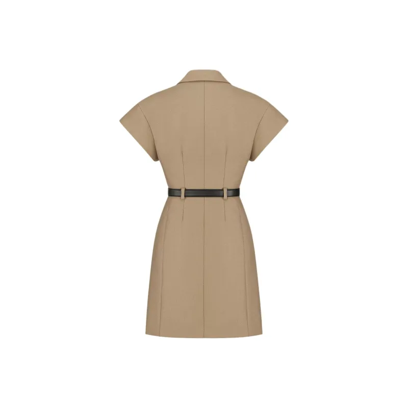 DIOR Short Sleeved Dress Women's Beige-1