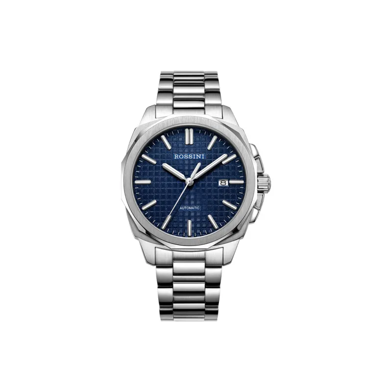 ROSSINI Medallion Collection Automatic Mechanical Movement Stainless Steel Watchband Watch Men's Watches Blue Dial-0