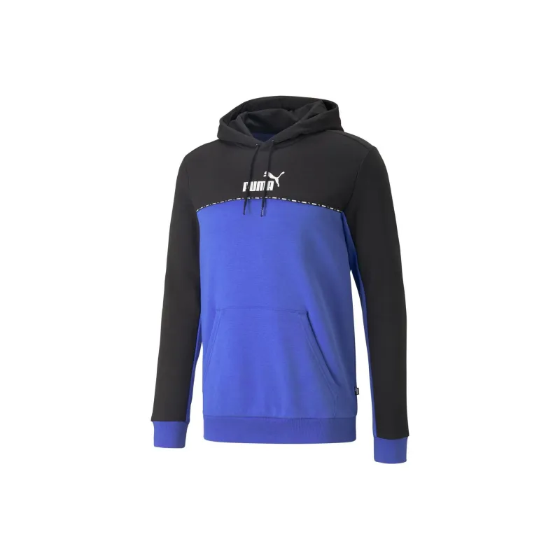 PUMA ESS BLOCK X TAPE HOODIE FL Sweatshirt Men's Blue-0