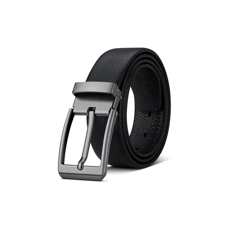 WilliamPOLO Cow Leather Belts Men's Gunmetal/Silver 3.8cm Width-6