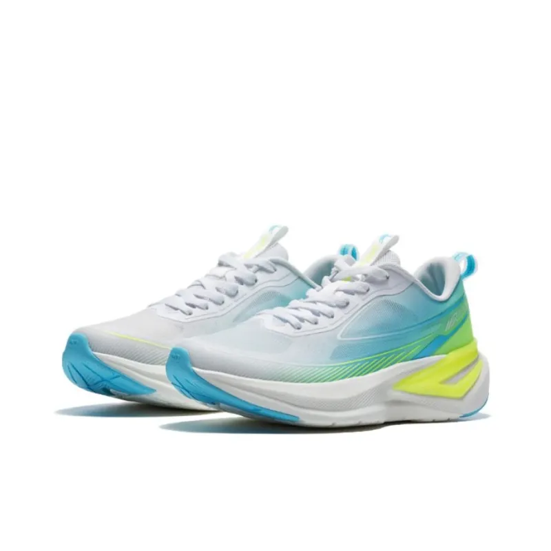 QIAODAN Light Speed 5.0 Cushioned Slip Resistant Breathable Low Top City Commute Running Shoes Men's White Blue-1