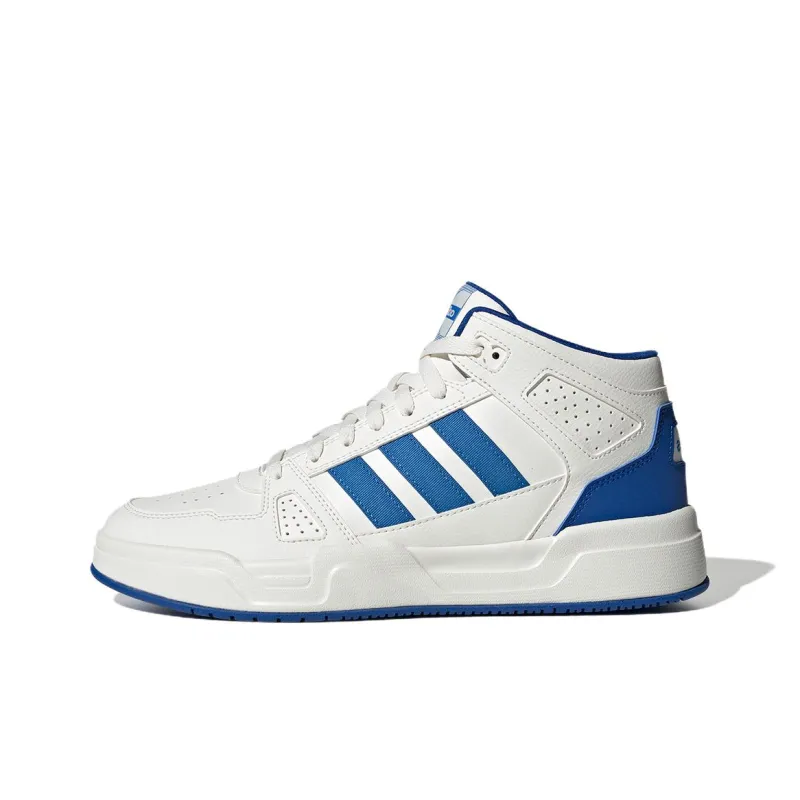 Adidas LITE BALLER Anti Slip Wear Resistant Mid Top Skateboard Shoes Unisex White Blue-0