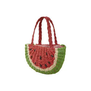 Boniu Straw Woven Handbag Unisex Watermelon/Orange