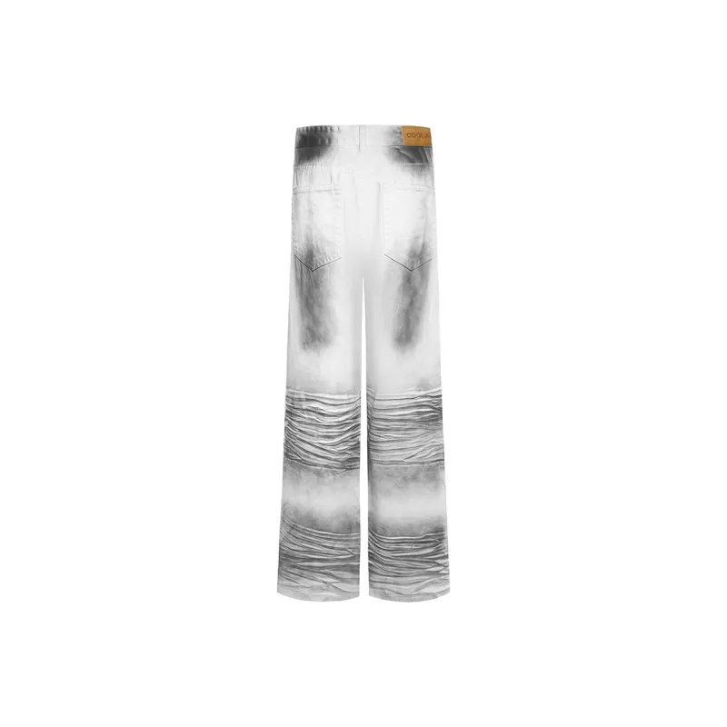 COOLALPACA Loose Fit Straight Fit Jeans Unisex Distressed White-1
