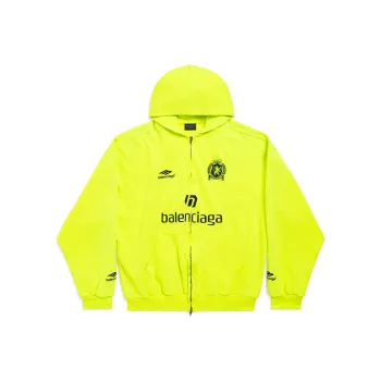 Balenciaga Paris Soccer Zip Up Hoodie Medium Fit Sweatshirt Men's Neon Green