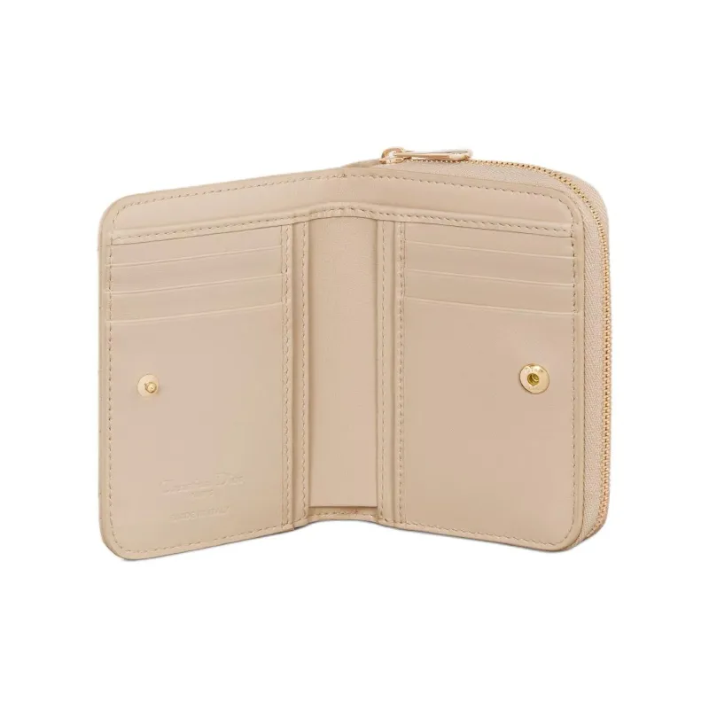 DIOR Lady Dior Lambskin Wallet Women's Pink Beige-4