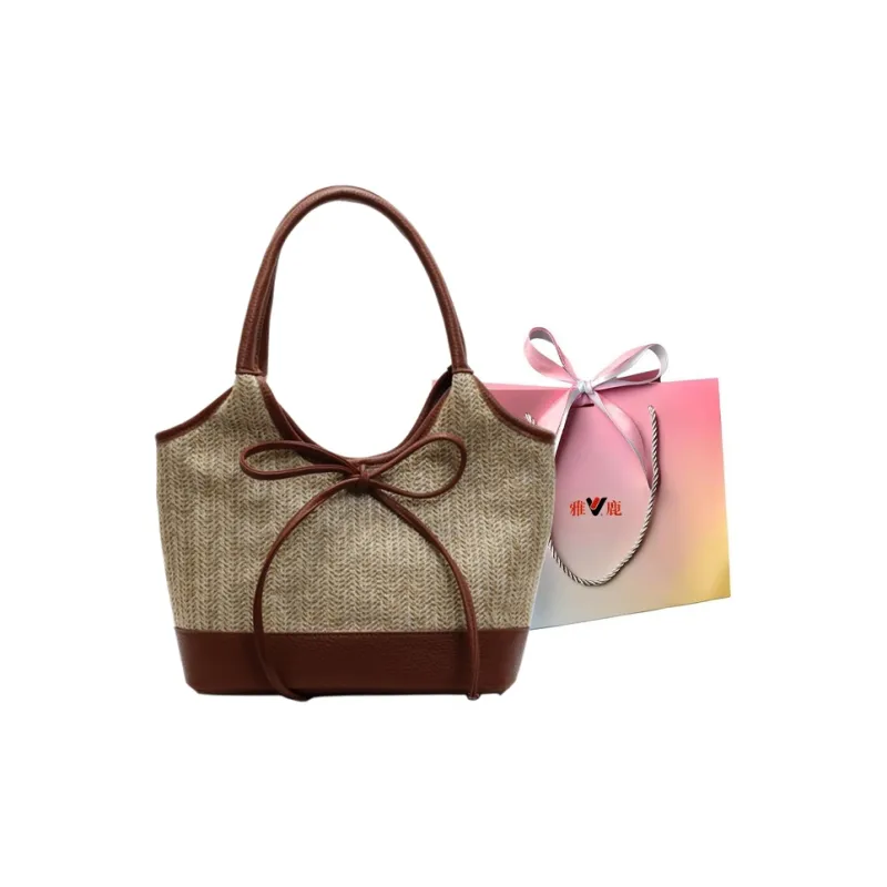 Yalu Straw Woven Shoulder Bag Women's Multicolor-7