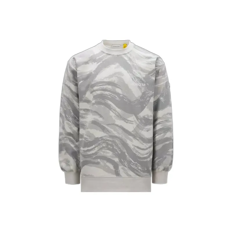 Moncler Sweatshirts Men Gray White-0