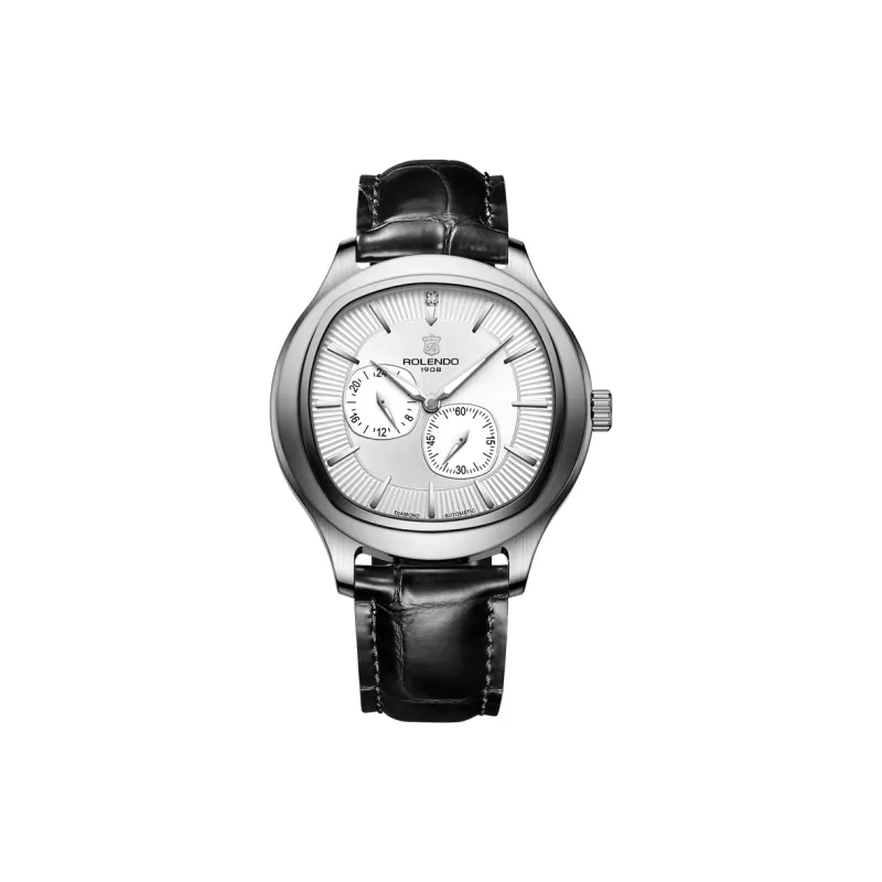 ROLENDO R Mechanical Movement Cowhide Strap Watch Men's Watches Blue Dial-3