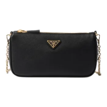 PRADA Saffiano Calfskin Shoulder Bag Mini Women's Black