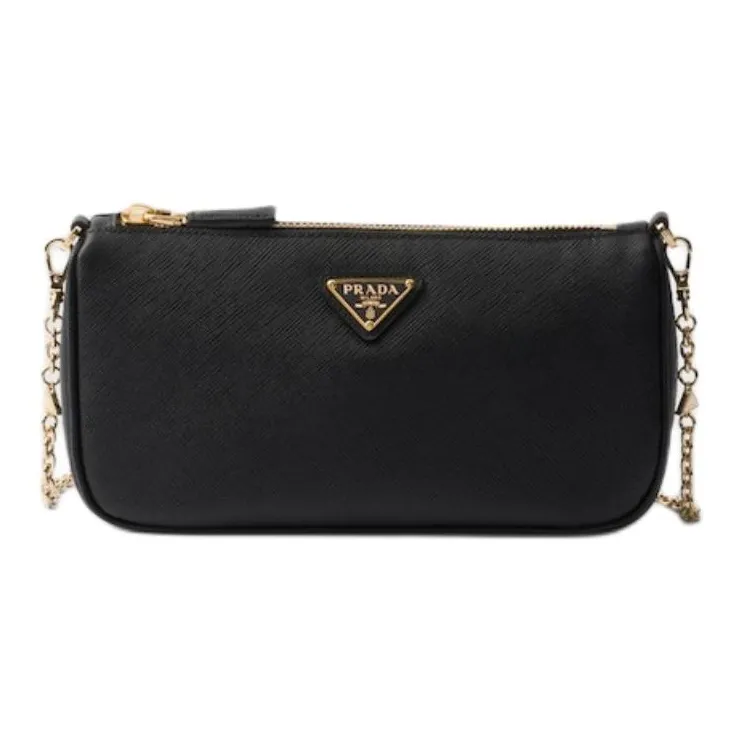 PRADA Saffiano Calfskin Shoulder Bag Mini Women's Black-0