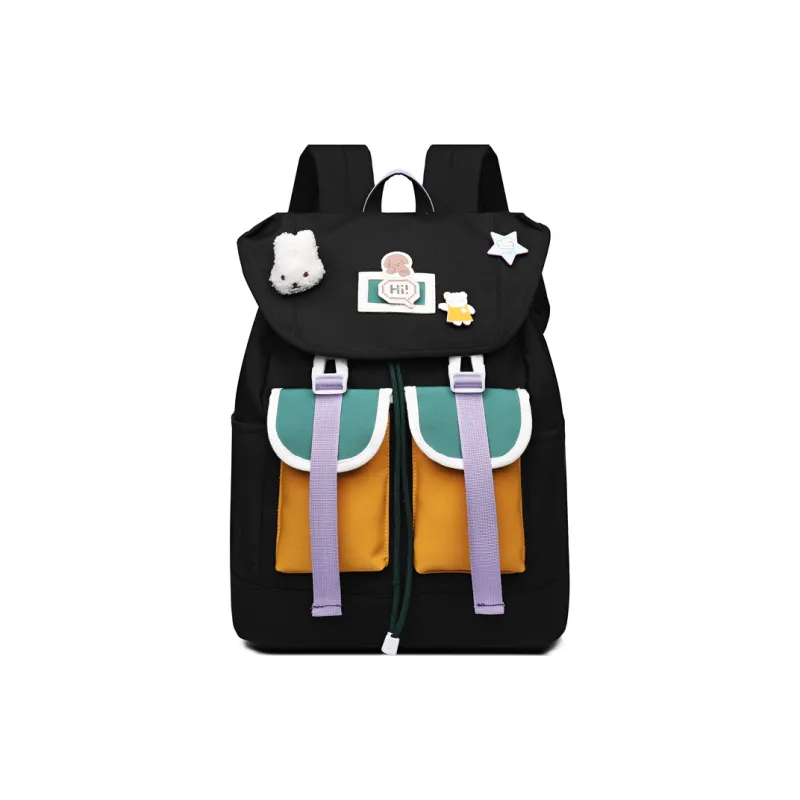 XIANGSU Nylon Backpack Unisex Purple/Green/Black-10
