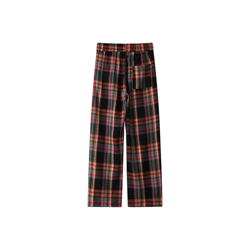 TELENT Casual Pants Unisex Red Plaid-1