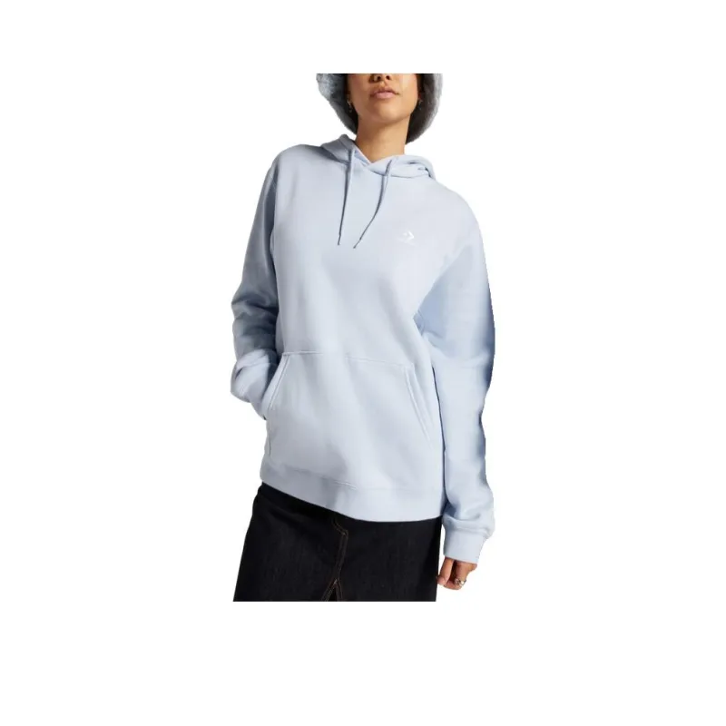 Converse Go-To Embroidered Star Chevron Standard-Fit Fleece Hoodie Sweatshirt Unisex Light Blue-0