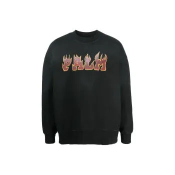 PALM ANGELS Logo Flames Cotton Sweatshirt