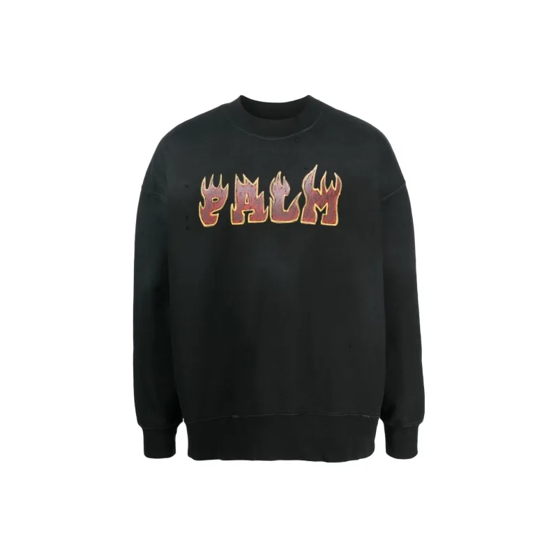 PALM ANGELS Logo Flames Cotton Sweatshirt-0