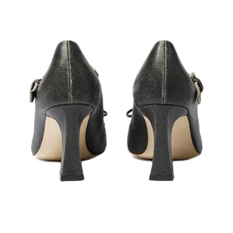 Open Yy Chunky Heel High Heels Women's Charcoal Gray-5