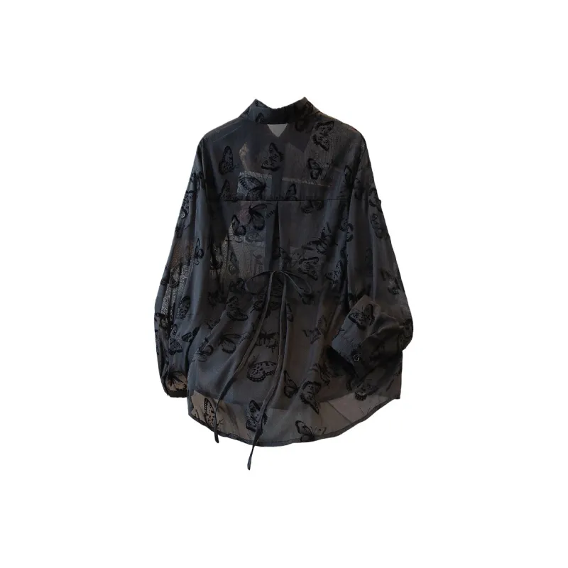 Cypress House Shirt Women's Black Butterfly-1