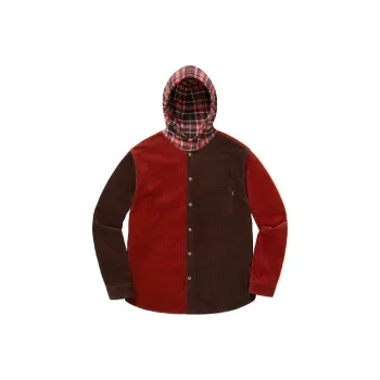 Supreme Hooded Color Blocked Corduroy Shirt