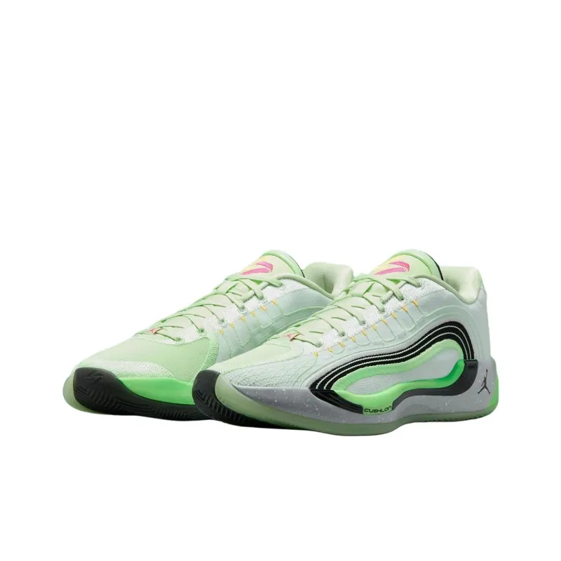 Jordan Luka 4 Shock Absorbers With Slip Resistant Features Low Top Basketball Shoes Unisex White Green-2