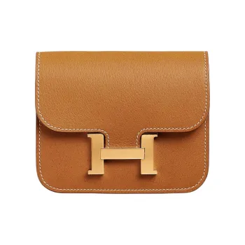 HERMES Constance Slim Pigskin Wallet Women's 1H Toffee Brown