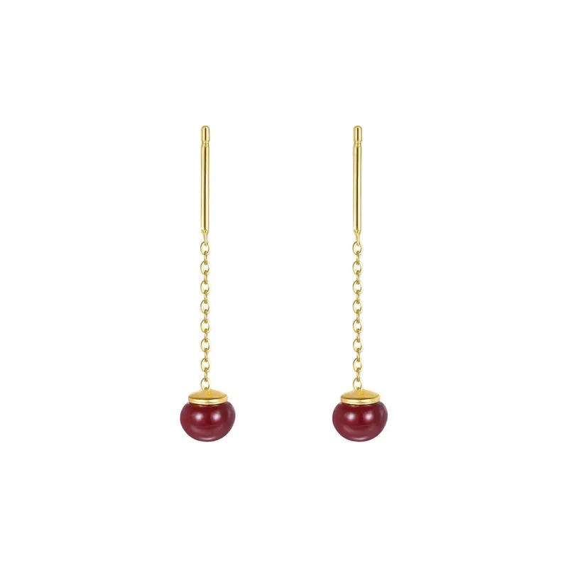 Happy Tide S 999 Fine Silver Drop Earrings Women's-0
