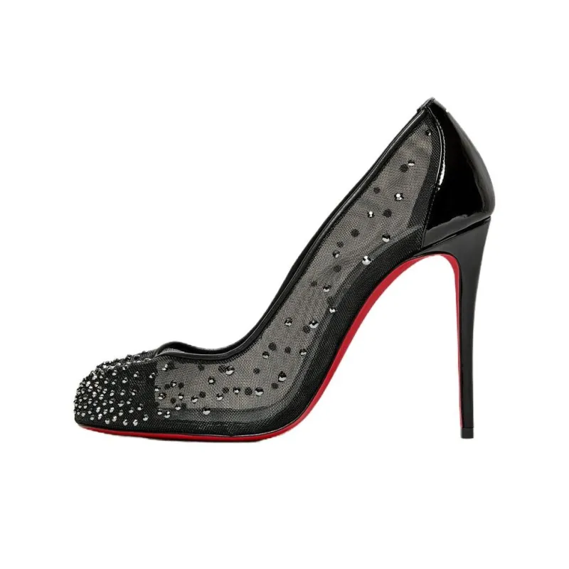 Christian Louboutin x Maison Margiela Tabi Bridiela Una Strass Slim Heel High Heels 10cm Women's Black-0
