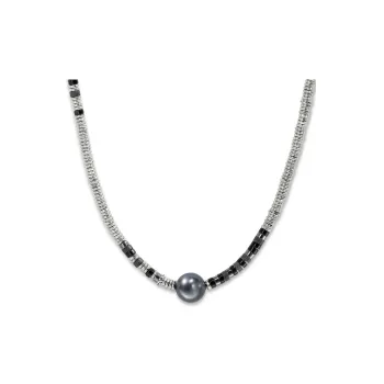 John Hardy Sterling silver Heishi Onyx And Pearl Necklace