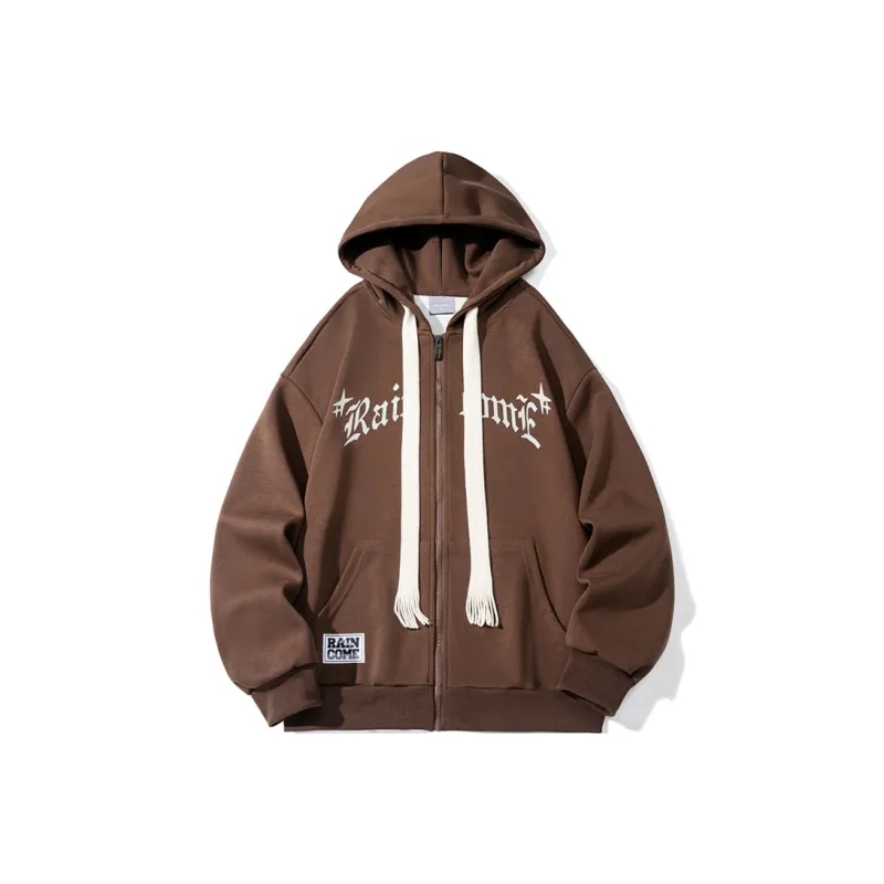 RAINCOME Hooded Loose Fit Cardigan Sweatshirt Spring And Autumn Unisex-9