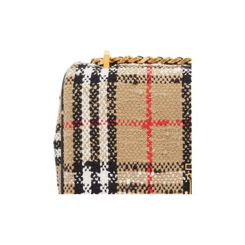 Burberry Lola Bag Floral Tweed Shoulder Bag Crossbody Bag Women's Brown-5