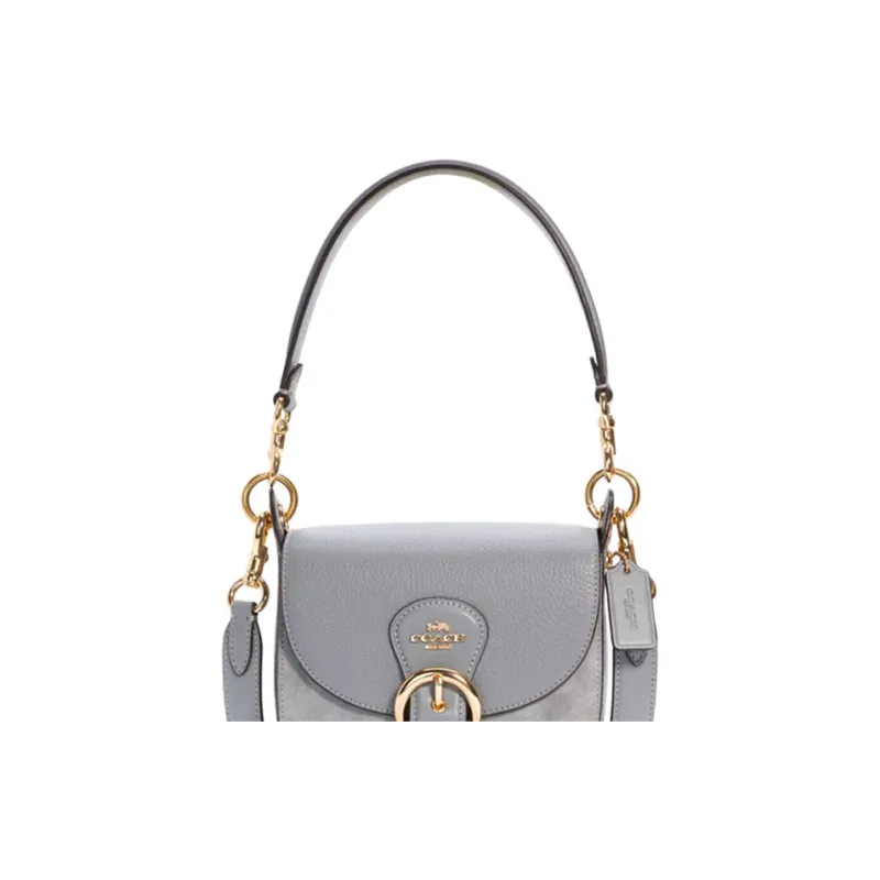 COACH Kleo Leather Saddle Bag Portable Crossbody Bag Shoulder Bag Small Size Women's Blue Gray-3