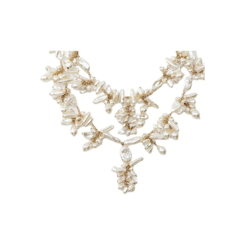 ZARA Artificial Pearl Necklaces Women's Gold-0